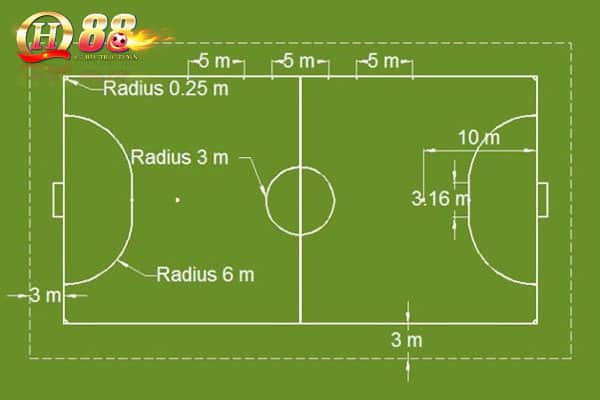 Kích thước sân bóng đá dành cho 5 người thi đấu